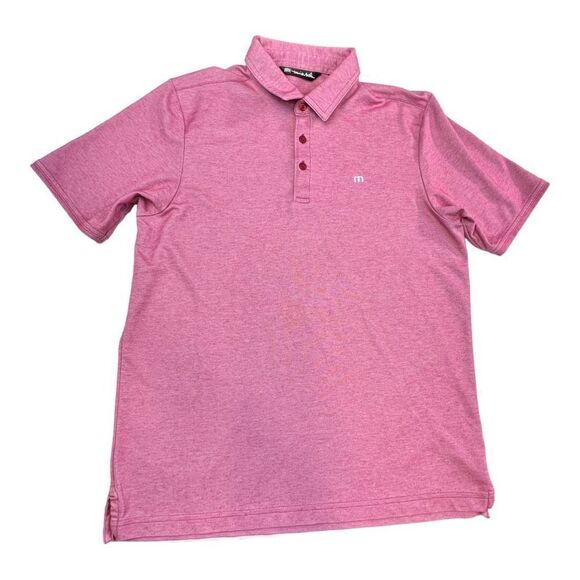 Travis Mathew Mens Collared Short Sleeve Golf Polo Shirt Heather Red Medium - Picture 2 of 10